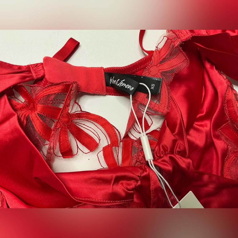 For Love & Lemons Red Lace Hallie Teddy Bodysuit Size XS NWT - Picture 9 of 10